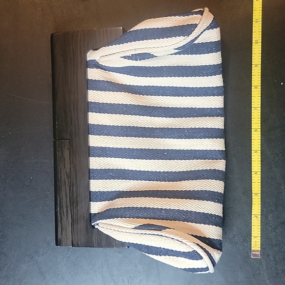 Navy and Ceeam Canvas Clutch new w/o tag.  Never used. - Picture 2 of 3